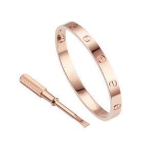 Rose Gold Stainless Steel Screw Cuff Bangle LOVE Bracelet with Screwdriver